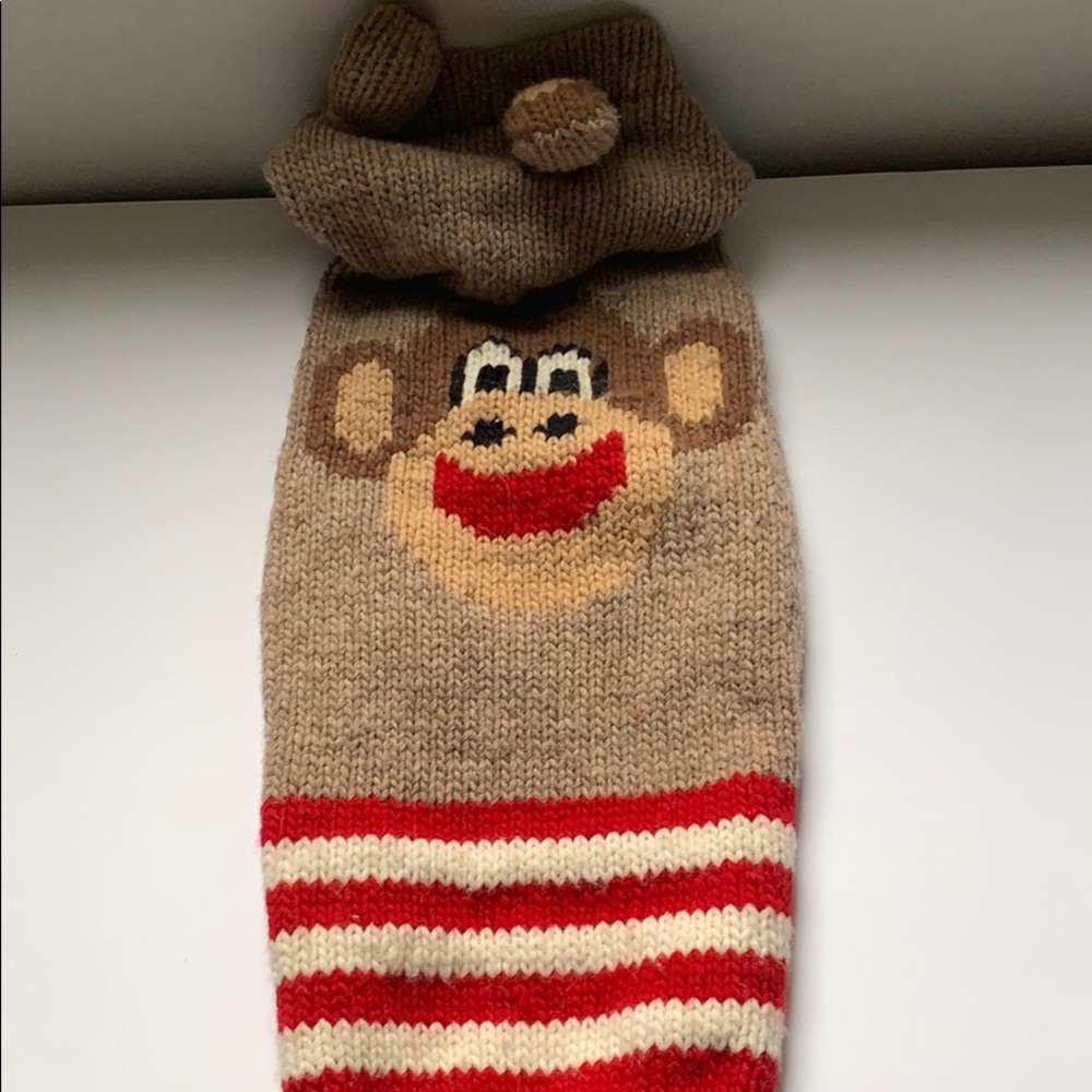 Wool sock monkey dog coat med sz